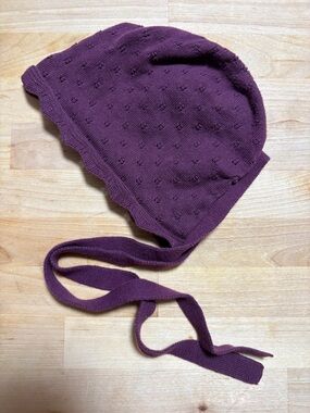 Jamie Kay Knit Baby Bonnet in Deep Plum